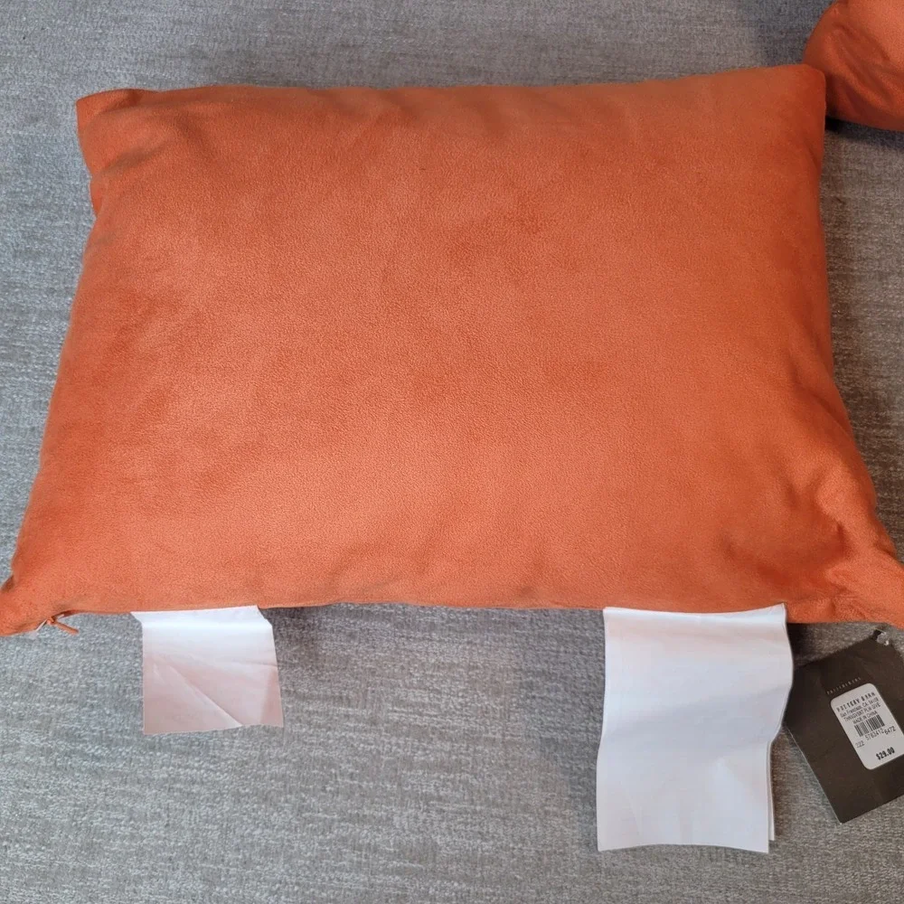 Pottery Barn GIVE THANKS Orange Lumbar Throw Pillows‎ Fall Autumn 12x16 w TAGS